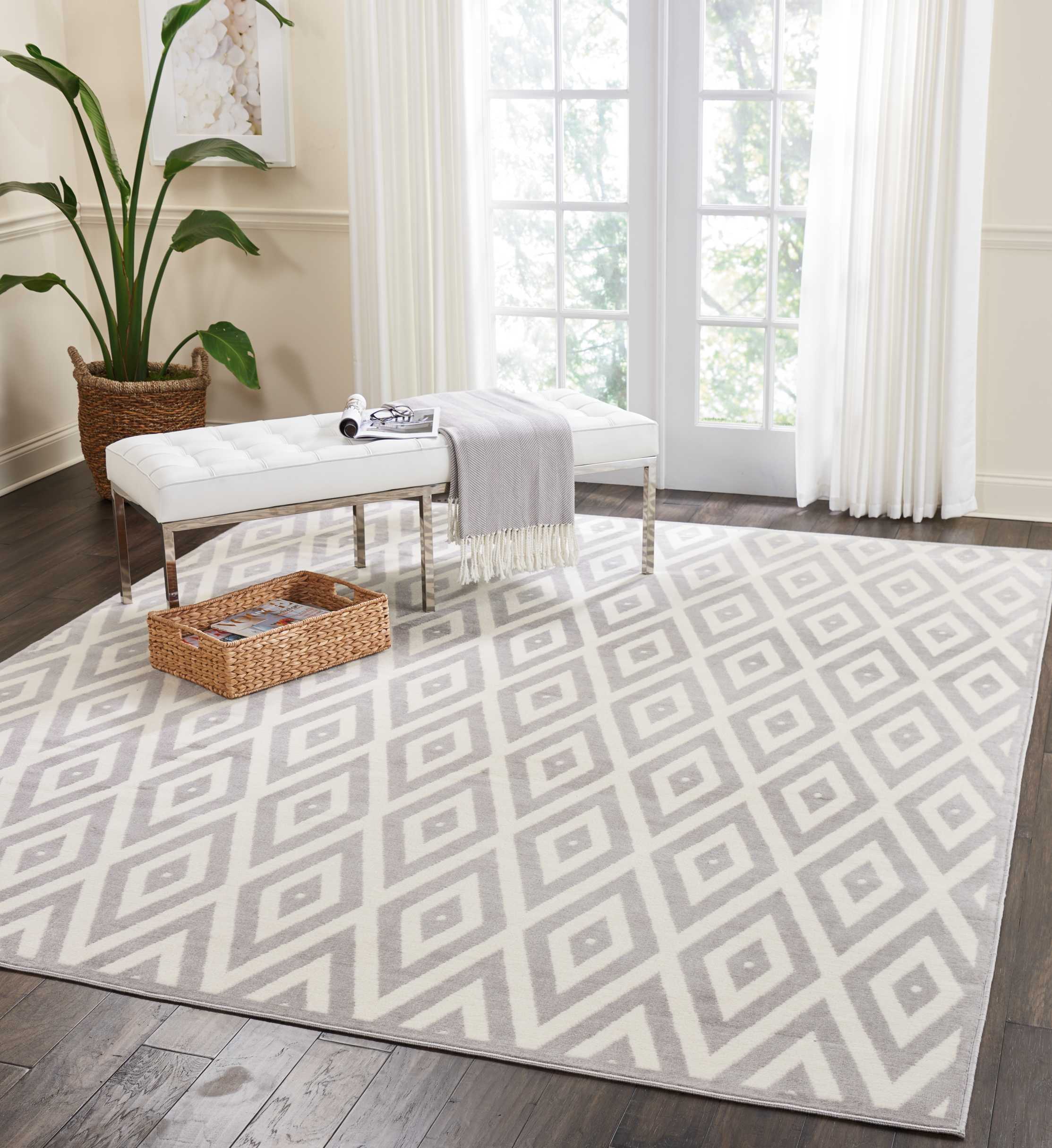 Geometric White/Grey Area Rug by Bellamy Studios