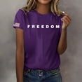 thumbnail image 2 of Women's Freedom Print Casual T-Shirt, Comfortable and Breathable Shirt for Famale, Purple, XL, 2 of 4