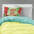 thumbnail image 2 of Red Dachshund Poinsettas Fabric Standard Pillowcase, 2 of 2