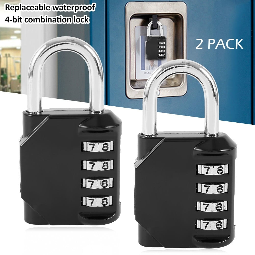 2 Pack Resettable Weatherproof Combo Lock 4Digit Combination Padlock