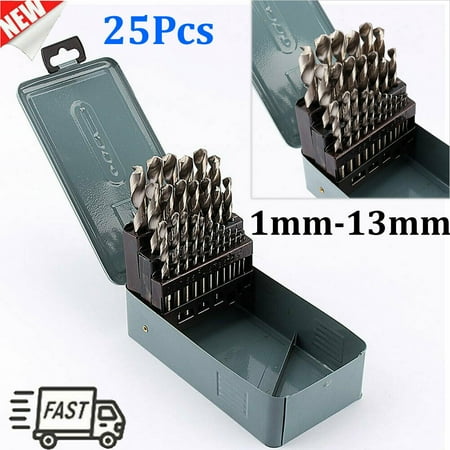 

EBTOOLS 25Pc Set 1mm-13mm Twist HSS High Speed Cobalt Steel Metric Drill Bit Tool Kit
