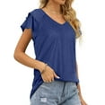 thumbnail image 4 of Womens Summer Tops Ruffle Short Sleeve V Neck T-Shirts Casual Loose Fit, 4 of 6