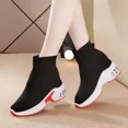 thumbnail image 2 of Women‘s Elastic High-Top Thick-Soled Round Toe Platform Sneakers with Height-Increasing Socks 2024, 2 of 6