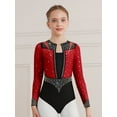 thumbnail image 5 of YiZYiF Girls Sparkly Rhythmic Gymnastics Leotards Long Sleeve Ballet Dance Figure Skating Bodysuit Burgundy 6, 5 of 7