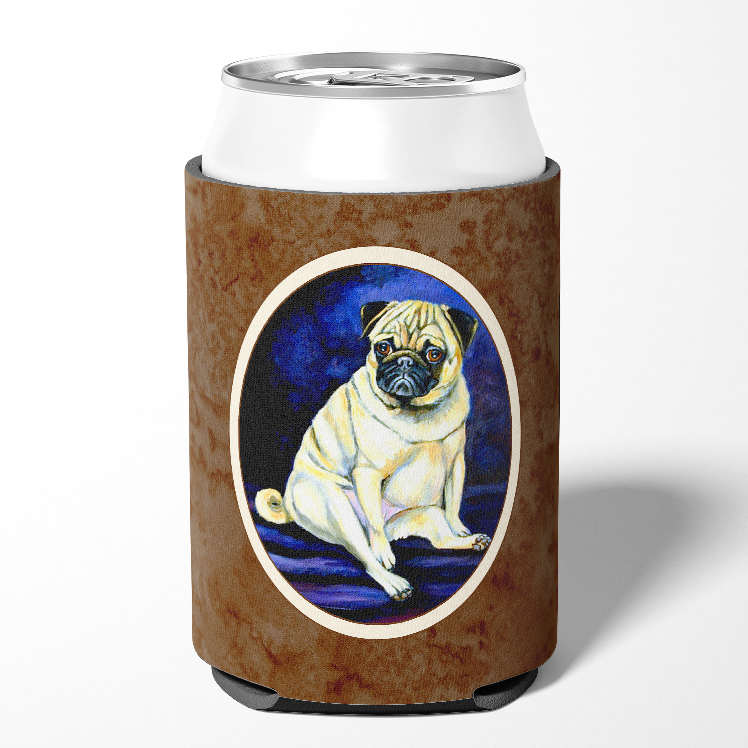 Carolines Treasures 7026CC Fawn Pug Penny for your thoughts Can or Bottle Hugger Can Hugger multicolor