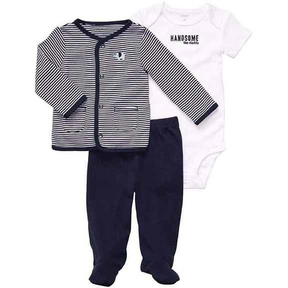 Carter's Baby Boys' 3 Pc Footed Set - Navy Elephant - 6 Months