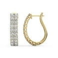 thumbnail image 1 of Boucle d'Oreille Créole en Diamant de Laboratoire / Boucles d'Oreilles Créoles Gracie à Double Rang en Forme Ronde Certifiées IGI de 3 Carats / Or Jaune 14K / Monture à Griffes Qualité FG-VS1-VS2 / Friendly Diamonds, 1 of 5