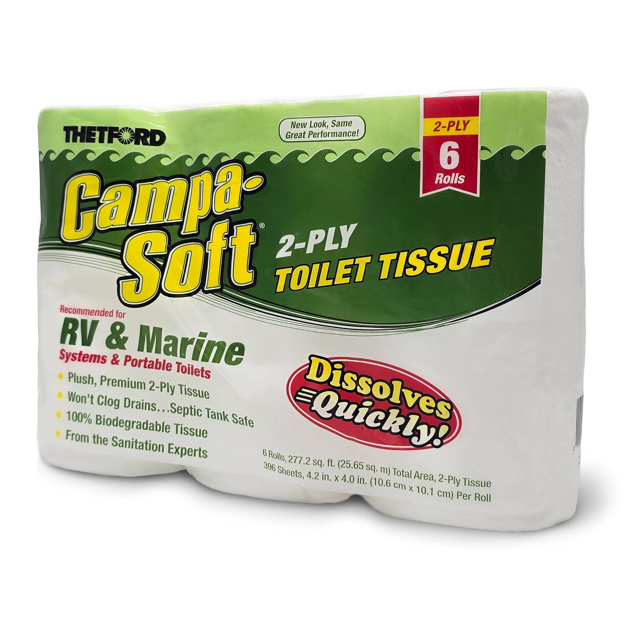 Thetford Campa-Soft RV & Marine Toilet Paper, 6 Rolls, 96005