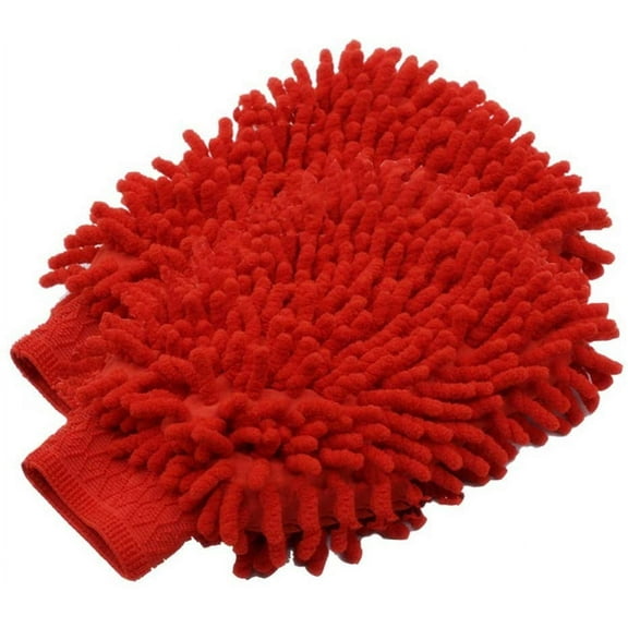 2 Pack Waterproof Microfiber Glove, Chenille Car Wash Mitt, Mitt Microfiber Car Window Washing Home Cleaning Cloth Duster Towel Mitten,Red