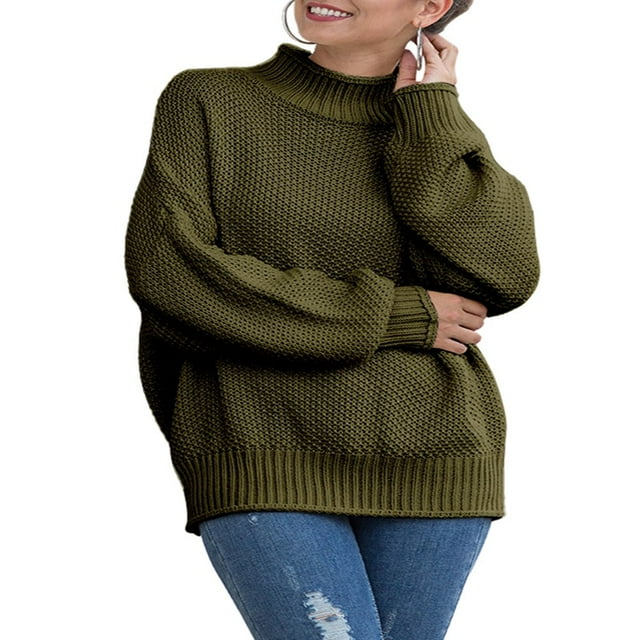 MesaSe Fall Winter Womens Turtleneck Oversized Sweaters Long Sleeve Pullover Loose Chunky Knit Jumper