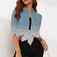 thumbnail image 2 of HAPIMO Savings Women's Fashion Shirts T-Shirt Clothes for Women Button Down Lapel Pullover Striped Color Block Tops Long Sleeve Blouse Cozy Casual Sweatshirt Blue S, 2 of 9