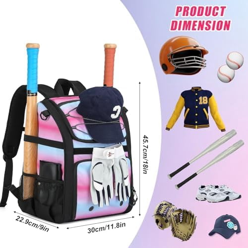 Voylla Youth Baseball Bag, Softball Bag for Girls & Boys, Kids Baseball Backpack with Shoes Compartment, 2026 Upgrade Design, Pro-Grade Storage