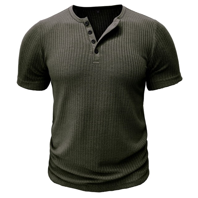 KIHOUT Liquidation Chemises Henley pour Hommes Manches Courtes Demi-Bouton T-Shirt Haute Élasticité Mode Décontractée Basique Couleur Unie Col Rond Tee-Shirts