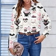 thumbnail image 6 of Womens Halloween Graphic Shirts Pumpkin Witch Print V Neck Tops | 2026 Casual Fall 3/4 Sleeve T Shirts,Funny Halloween Graphic Costume,Fall Festival Events,Halloween Party,Happy Halloween, 6 of 7