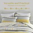 thumbnail image 6 of DUOHONG King Quilt Set 100% Cotton Farmhouse Lightweight Bedding Set, Yellow/Grey/White, 106"W x 98"L, 6 of 7