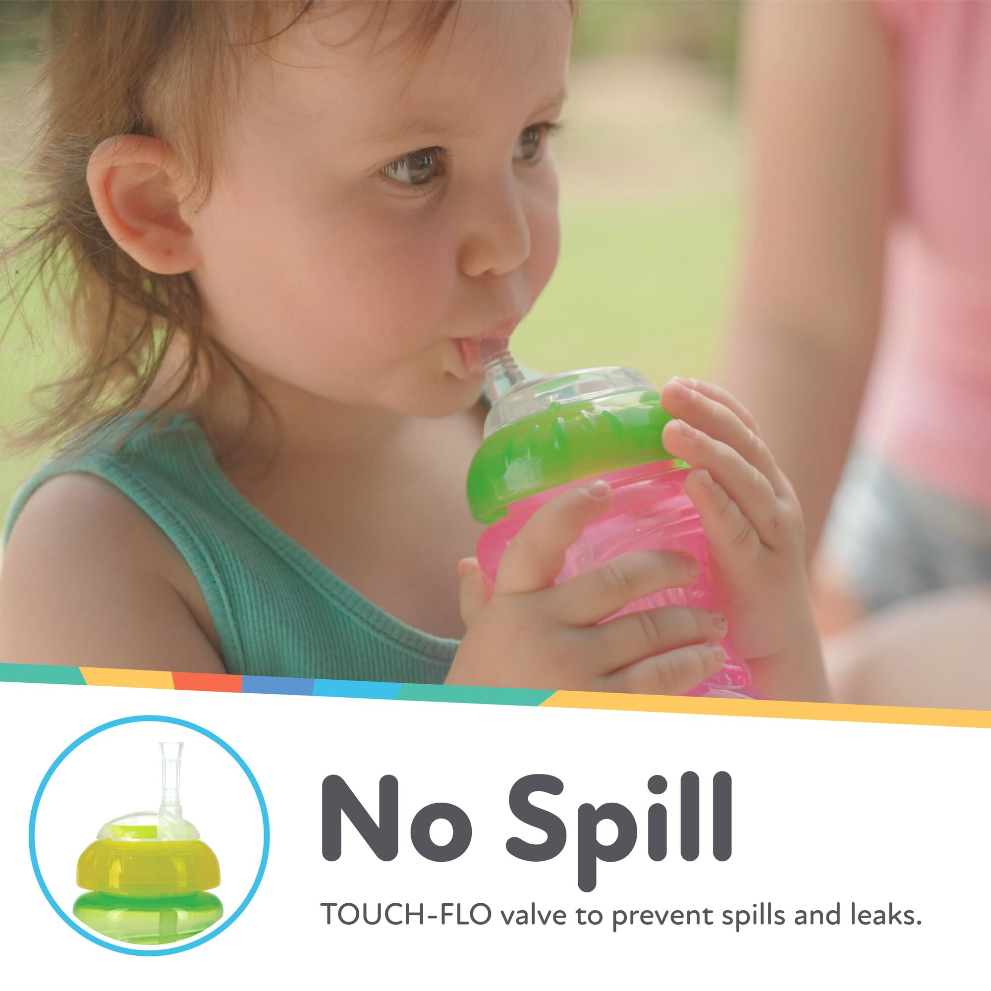 Nuby Easy Grip Soft Straw Sippy Cup, Multicolor, 10 fl oz, 3 Count