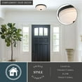 thumbnail image 3 of Preston 1-Light 12.5 in. Wide Matte Black Transitional Dome Flush Mount Lighting Fixture, Clear Ribbed Glass Shade, LED with Selectable Color Temperature for Low Ceilings, Bedroom, Hallway, Kitchen, 3 of 13