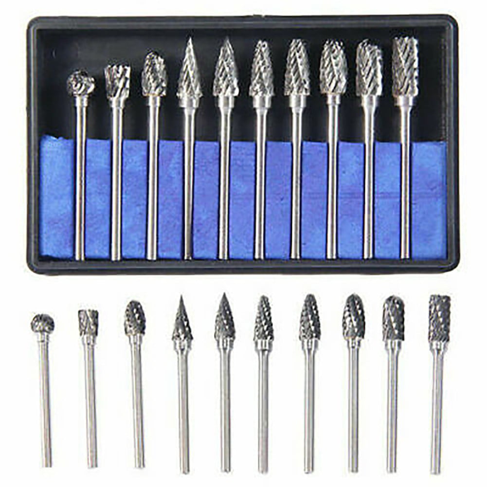 10X Solid Carbide Tungsten steel Carbide Burrs for Rotary Tools Dremel Accessories Rotary Drill Die Grinder Carving Bit 