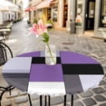 thumbnail image 3 of Abstract Purple Black Geometric Elastic Fitted Round Table Cover Patchwork Art Waterproof Outdoor Tablecloth for Holiday Party, Picnic, Patio & Dining Fits Tables Up to 55"-60", 3 of 8