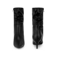 thumbnail image 5 of BLISSFUL STEP Women's Boots Faux Leather Mid Calf Slouch Pointed Toe Kitten Heel Zip Up Boots Black 8, 5 of 6