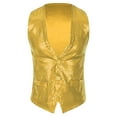 thumbnail image 1 of Doomiva Men Shiny Sequins Vest Button Sleeveless Slim Fit Waistcoat Club Prom Party Performance Dance Jacket Gold 170/XL, 1 of 7
