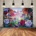thumbnail image 2 of Birthday Photoz In Wonderland Photography Backdrop Fairy Forest Flower Background Sign Photo Wall, 2 of 8