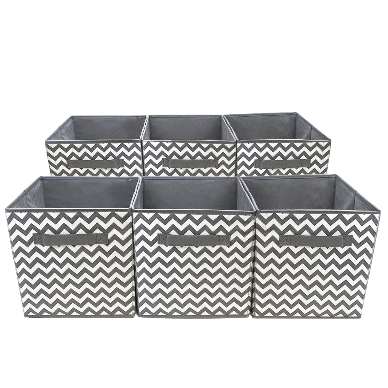 Sorbus Foldable Fabric Cube Storage Basket Bins for Adults and Children (Chevron Gray/White, 6-Pack)