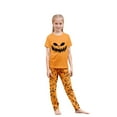 thumbnail image 3 of Onlypjs Halloween Family Matching Pajamas Set Scary Pumpkin Face Sleepwear Orange Short Sleeve Tops with Pumpkin Print Pants Holiday Loungewear Outfit, 3 of 7