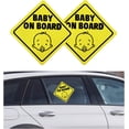 thumbnail image 1 of 2 PCS Baby On Board Sticker Sign, 5" by Strong Adhesive Bright Yellow Car Safety Decal, See-Through When Reversing Signs for Rear, Side Windows, Bumpers (Style 1) Style 1, 1 of 4