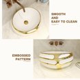 thumbnail image 3 of MEJE 18 Inch Above Counter Art Basin Oval Embossed Pattern With Gold Trim Design, Countertop Bathroom Vessel Sink, Porcelain Ceramic Vanity Sink (Include pop up drain), 3 of 5