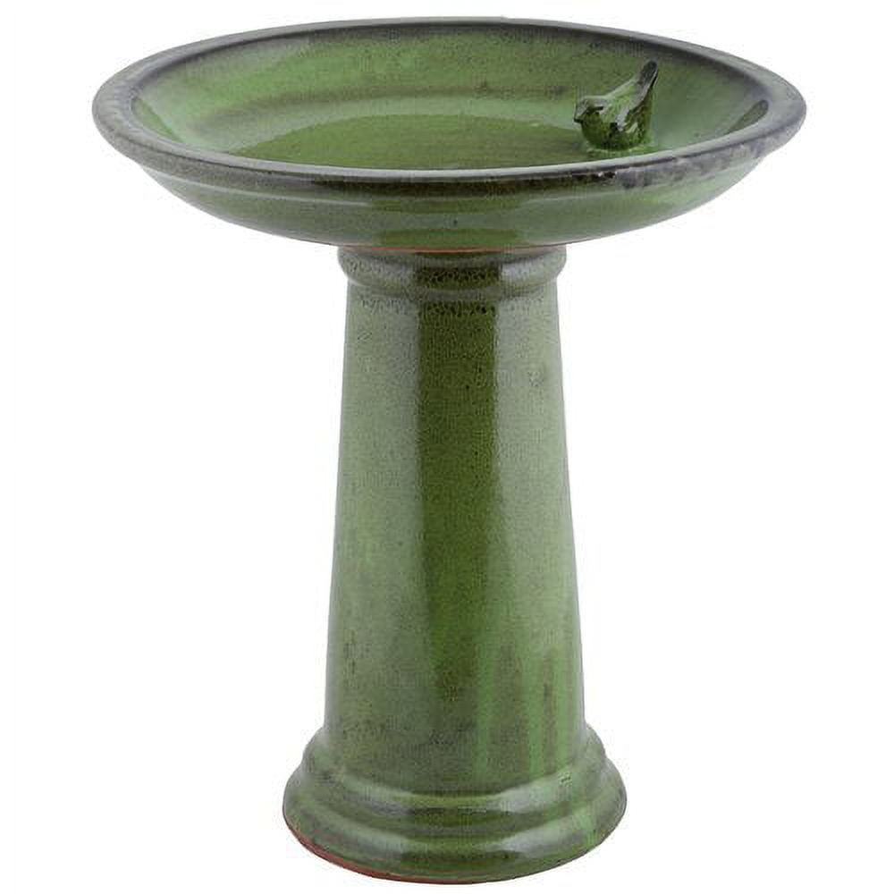 Esschert Design FB422 Bath on Pedestal with Bird, Ceramic, Blue