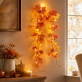 thumbnail image 4 of Lighted Fall Maple Leaf Garland 78.7IN Thanksgiving Autumn Vine Decor Warm White LED Harvest Garland for Fireplace Porch Indoor Outdoor Seasonal Arrangement, 4 of 6