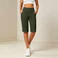 thumbnail image 5 of SOFTCCLO Running Shorts for Women High Waist Slim Yoga Shorts Solid 5 Inch with Pockets Womens Shorts Army Green L, 5 of 7