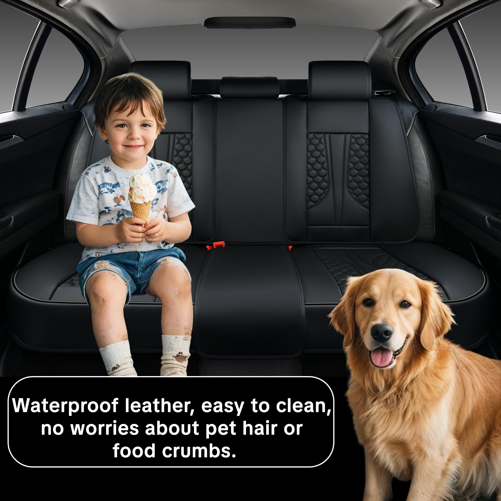 For Hyundai Tucson 2005-2026 Car Seat Covers, Black Car Seat Covers, Faux Leather, 5 Seats Full Set, Waterproof, Anti-Slip, Protect and Upgrade Seats, Beautify the Interior of Old Cars