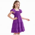 thumbnail image 5 of HCNTES Baby Girls Toddler Kids Summer Dress Ruffle Trim Casual Beach Dress for Little Children Big Kids 6-12M 2T 3T 4T 5T 6T 7T 8T 9T 10T 11T 12T(6-7 Years,D01-Purple), 5 of 7