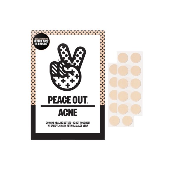 Parches hidrocoloides para granitos Acne Healing Dots PEACE OUT, 20 unidades