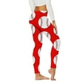 thumbnail image 2 of Gibobby Leggings Afelpados Mujer Mallas con estampado béisbol a la moda para mujer, mallas paraportivas Yoga con Control para mujer, mallas cintura alta（Rojo， M), 2 of 5