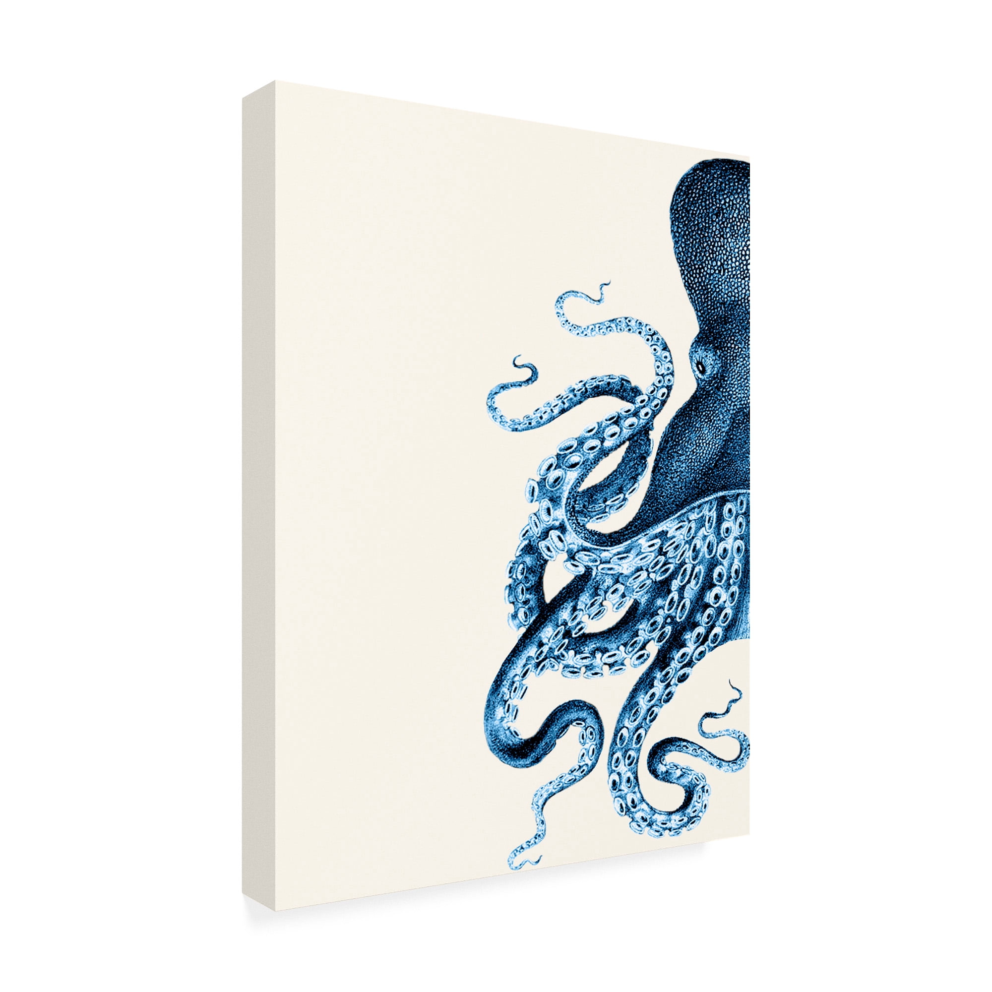 Trademark Fine Art 'Octopus Navy Blue And Cream A' Canvas Art by Fab Funky
