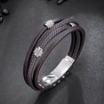 thumbnail image 3 of Mens Leather Bracelet, Adjustable Multi Strand Wristband with Stainless Steel Clasp, Fashion Cuff Bracelet for Business and Casual Wear, 3 of 10