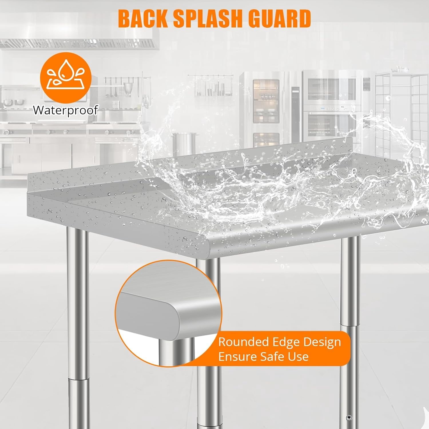 Kselythan Stainless Steel Table,Heavy Duty 2 Tier Worktable with Casters Backsplash Food Preparation Stainless Steel Table,Metal Prep Table for Kitchen Restaurant Commercial Workstation