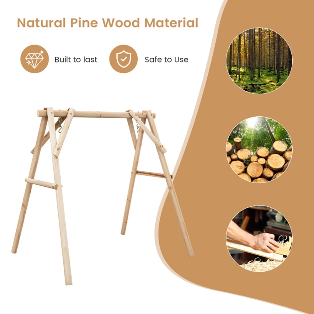 Aimee Lii Heavy Duty Wooden Swing Frame with Reinforced Bars, Patio Swing Frame