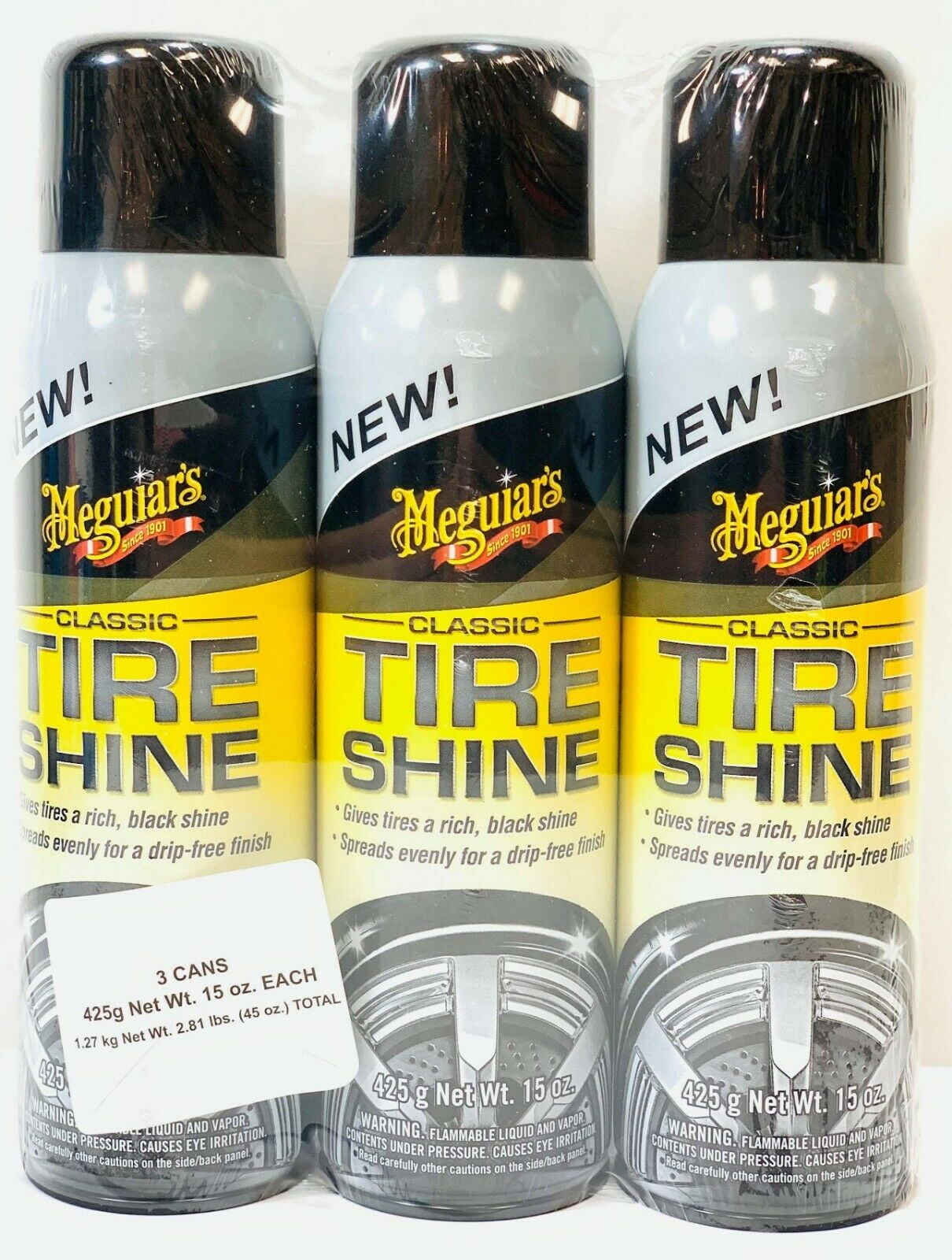 Meguiar&amp;#39;s Classic Tire Shine 3 Pack Tire &amp; Wheel Care Set 3 Cans Shine