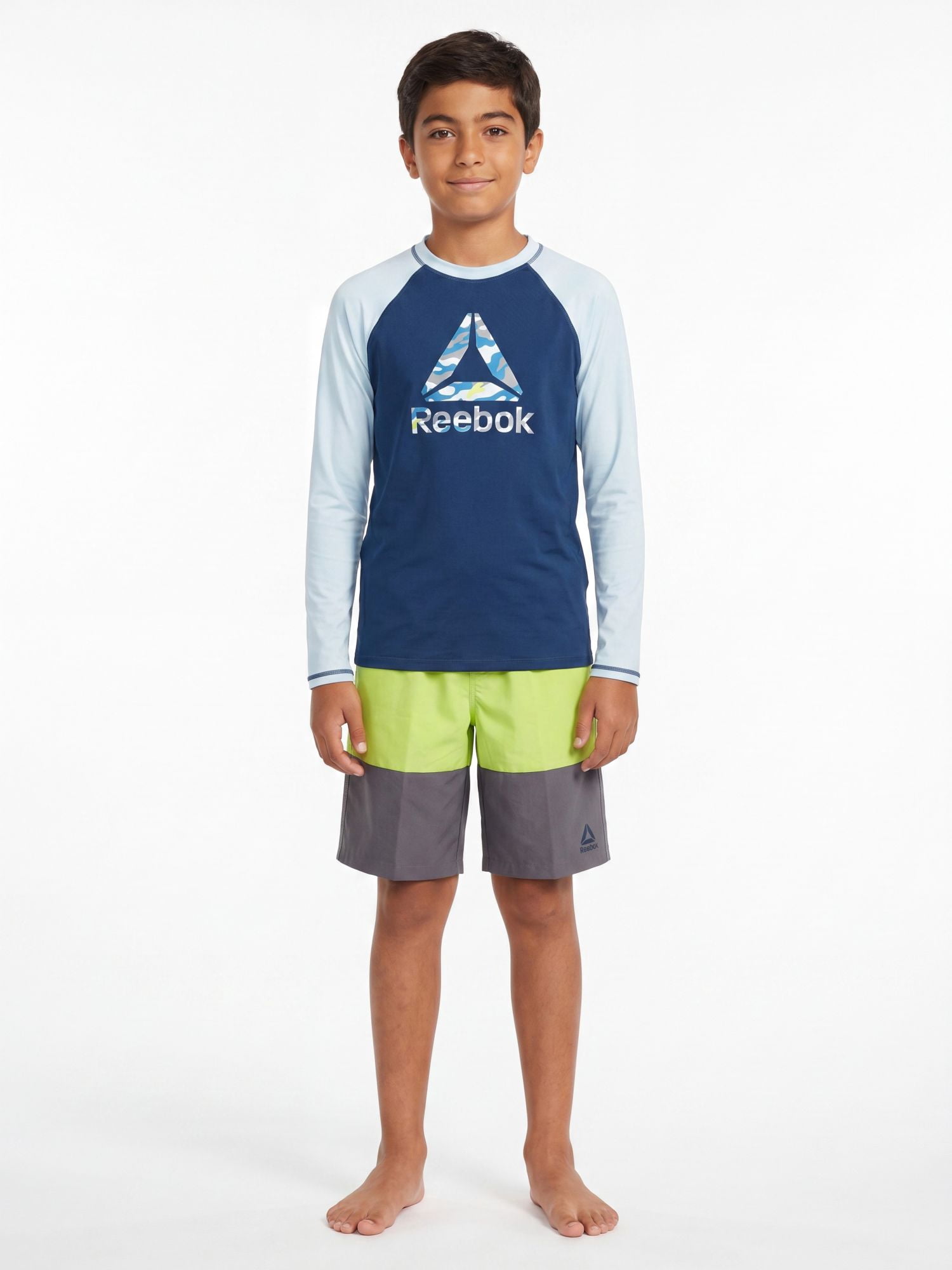Reebok Boys Long Sleeve Rashguard with UPF 50+ Protection, Sizes 4-18