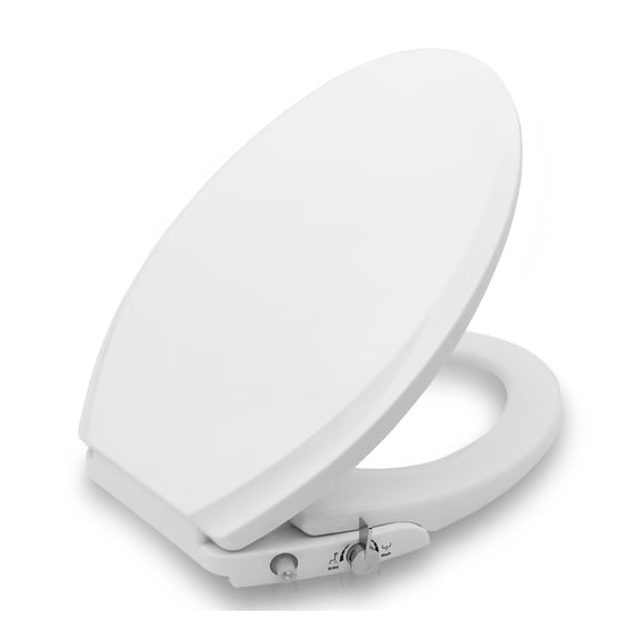 ANZZI Minnow 19 in. Elongated Manual Bidet Toilet Seat in White with Soft-Close Lid and Dual Self-Cleaning Nozzles