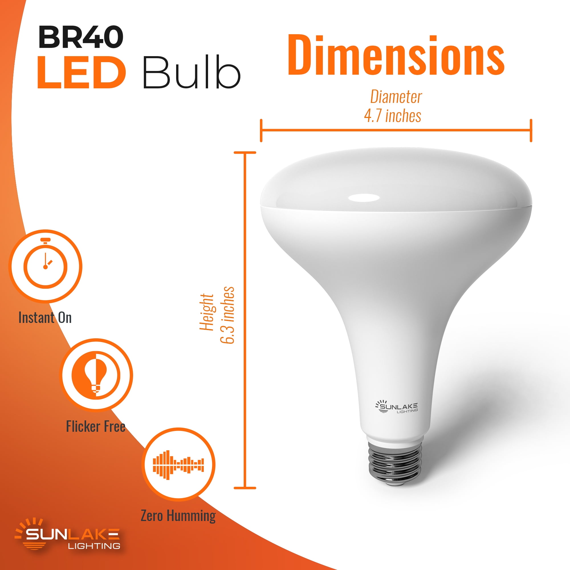 Details about   SunLake 10PK BR40 Dimmable LED Flood Light Bulb 1100 Lumens 13W 2700K Soft White 