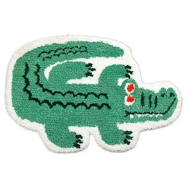 SELGRCE H·Y Green Crocodile Non-Slip Water Absorption Bathmat Area Rug for Bedroom Small Carpet for Kid's Room (20''x30'')