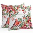 thumbnail image 2 of Throw Pillow Covers 16x16 Inch Set of 2, Cardinal Bird Waterproof Outdoor Pillow Covers, Winter Poinsettia Pine Cones Berry Wood Decorative Cushion Pillowcases for Couch, Sofa, Bed, Garden, Patio, 2 of 9
