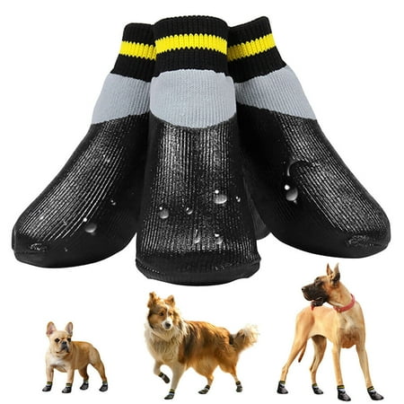 4pcs Waterproof Dog Shoes Anti Slip Snow Rain Booties Boots Pet Paw Protective