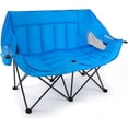 thumbnail image 2 of Loveseat Camping Chair for 2 Person, Oversized Double Camping Chair, Portable Folding Outdoor Camping Couch for Adults with Side Pockets and Cup Holder & Carry Bag - Supports 600LBS, Blue, 2 of 7