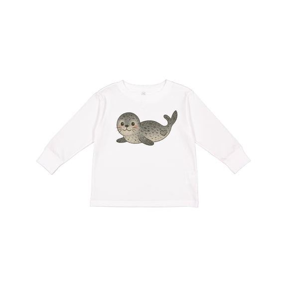Inktastic Adorable Seal Illustration Cute Animal Art Boys or Girls Long Sleeve Toddler T-Shirt